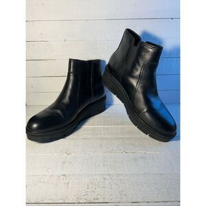 Clarks Black Leather Ankle Boots Women’s 8.5 EU39.5 Wedge Comfort Shoes